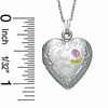 Thumbnail Image 2 of "I Love You" Floral Filigree Heart Locket in Sterling Silver with Pink and Green Resin