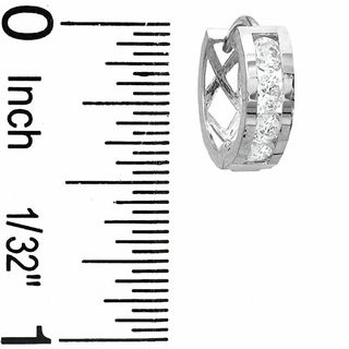 Cubic Zirconia Channel Set Huggie Earrings in 10K White Gold