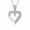 Cubic Zirconia Pavé Ribbon Heart Pendant in Sterling Silver
