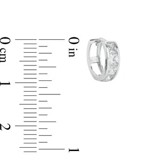 Solid Sterling Silver 3mm Princess-Cut CZ Mini Huggies
