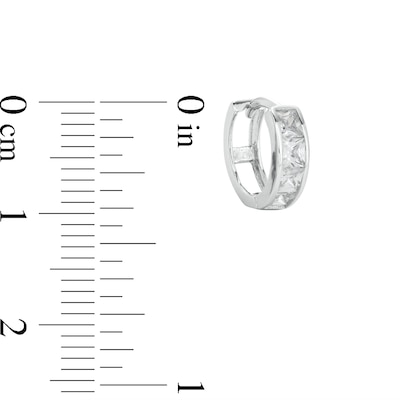 Solid Sterling Silver 3mm Princess-Cut CZ Mini Huggies