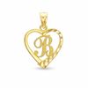 Heart Initial "B" Charm in 10K Gold