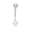 Thumbnail Image 1 of 014 Gauge Curved Barbell with Cubic Zirconia in 10K White Gold