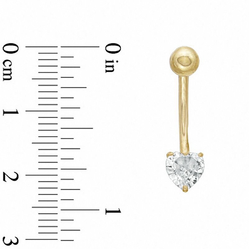 Main Image 2 of 014 Gauge Belly Button Ring with 6mm Heart-Shaped Cubic Zirconia in 10K Gold