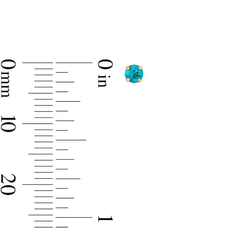 Main Image 3 of 3mm Aqua Crystal Solitaire Stud Piercing Earring in 14K Solid Gold