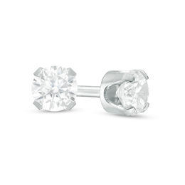 3mm Cubic Zirconia Solitaire Stud Piercing Earrings in 14K Solid White Gold