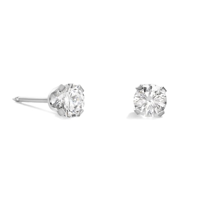 3mm Cubic Zirconia Solitaire Stud Piercing Earrings in 14K Solid Gold