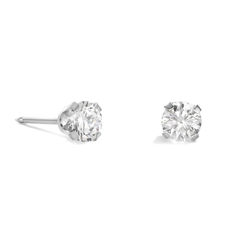 3mm Cubic Zirconia Solitaire Stud Piercing Earrings in 14K Solid Gold