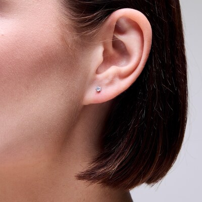 3mm Cubic Zirconia Solitaire Stud Piercing Earrings in 14K Solid Gold