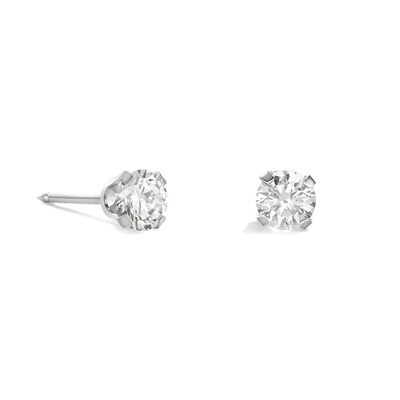 3mm Cubic Zirconia Stud Piercing Earrings in Solid Stainless Steel