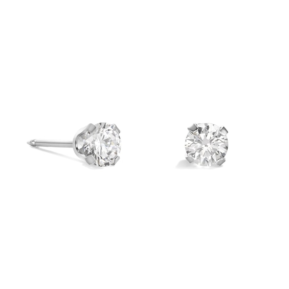 3mm Cubic Zirconia Stud Piercing Earrings in Solid Stainless Steel