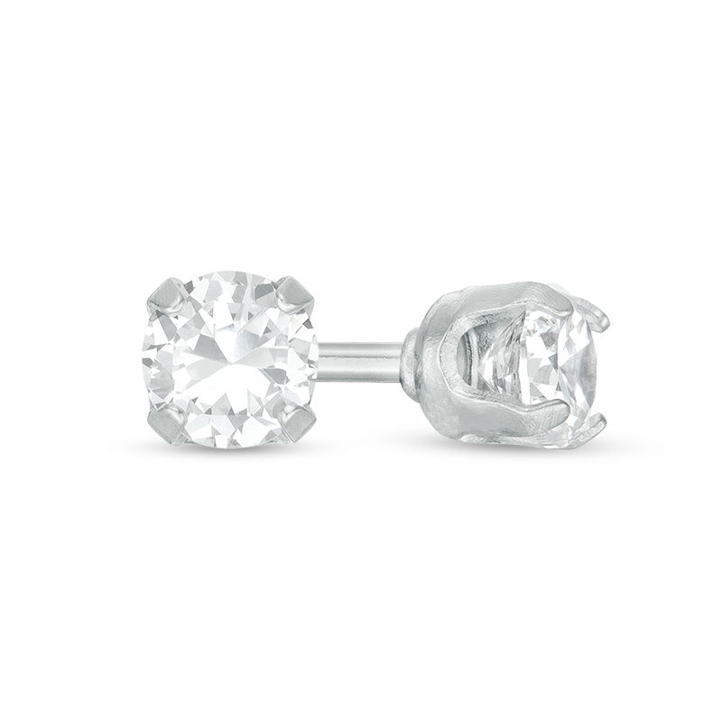 3mm Cubic Zirconia Stud Piercing Earrings in Solid Stainless Steel