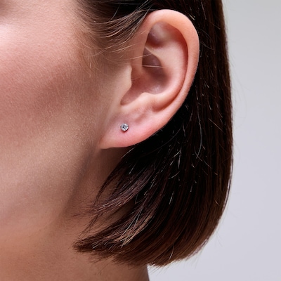 3mm Cubic Zirconia Stud Piercing Earrings in Solid Stainless Steel
