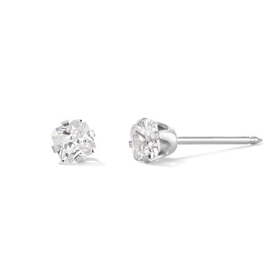 3mm Princess-Cut Cubic Zirconia Solitaire Stud Piercing Earrings in 14K Solid Gold