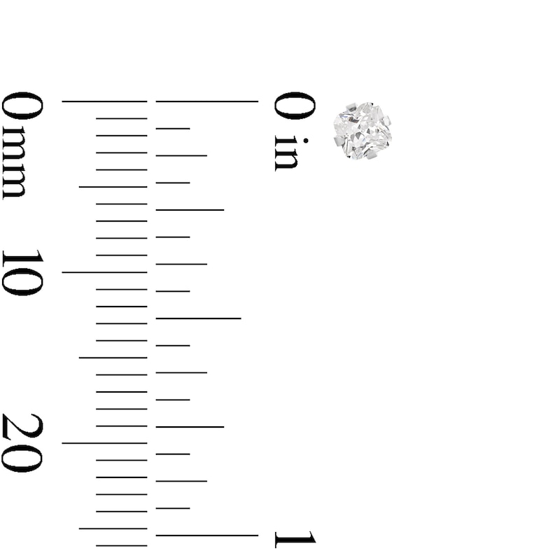 Main Image 3 of 3mm Princess-Cut Cubic Zirconia Solitaire Stud Piercing Earrings in 14K Solid White Gold