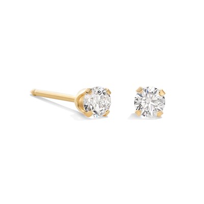 3mm Cubic Zirconia Solitaire Stud Piercing Earrings in Solid Stainless Steel with 24K Gold Plate