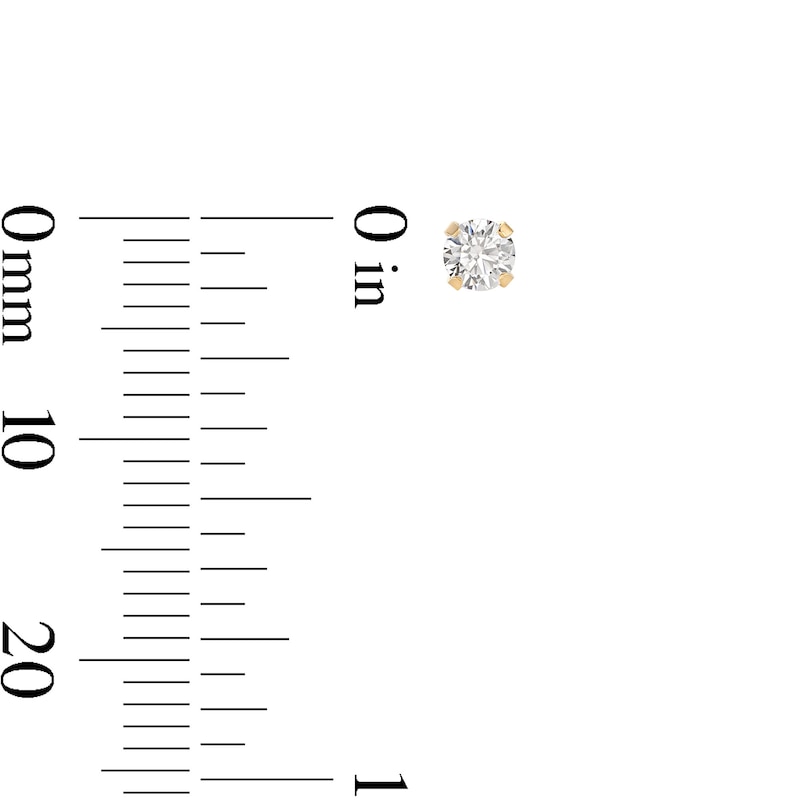 Main Image 3 of 3mm Cubic Zirconia Solitaire Stud Piercing Earrings in Solid Stainless Steel with 24K Gold Plate