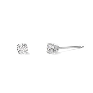 3mm Cubic Zirconia Solitaire Stud Piercing Earrings in 14K Solid Gold