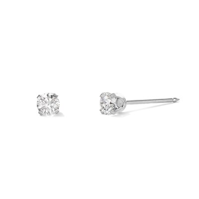3mm Cubic Zirconia Solitaire Stud Piercing Earrings in 14K Solid Gold