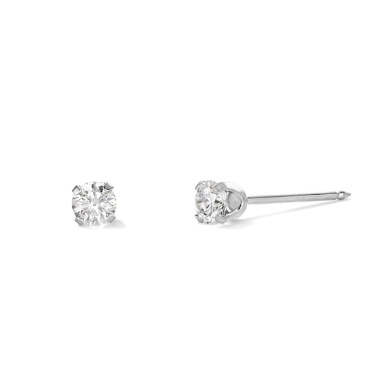 3mm Cubic Zirconia Solitaire Stud Piercing Earrings in 14K Solid Gold