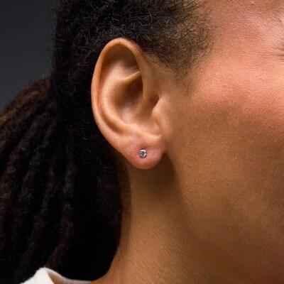 3mm Cubic Zirconia Solitaire Stud Piercing Earrings in 14K Solid Gold