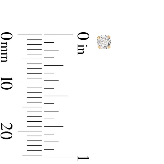 3mm Cubic Zirconia Solitaire Stud Piercing Earrings in 14K Solid Gold