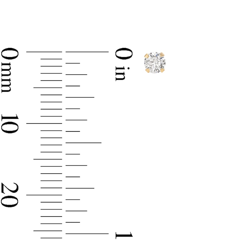 Main Image 3 of 3mm Cubic Zirconia Solitaire Stud Piercing Earrings in 14K Solid Gold - Extra Long Post