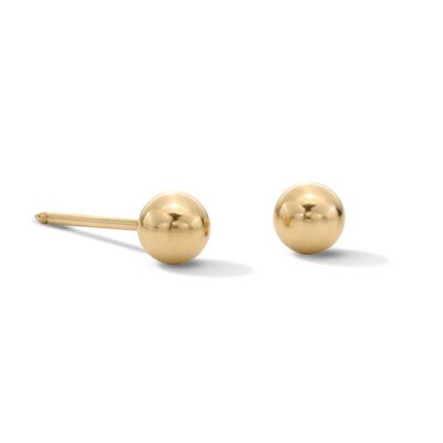 4mm Ball Stud Piercing Earrings in 14K Solid Gold - Extra Long Post