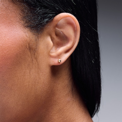 4mm Ball Stud Piercing Earrings in 14K Solid Gold - Extra Long Post