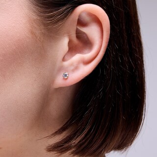 4mm Cubic Zirconia Solitaire Stud Piercing Earrings in 14K Solid Gold