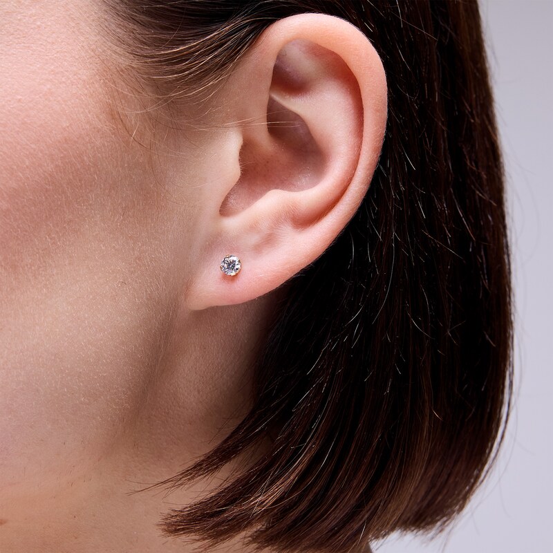 Main Image 2 of 4mm Cubic Zirconia Solitaire Stud Piercing Earrings in 14K Solid Gold