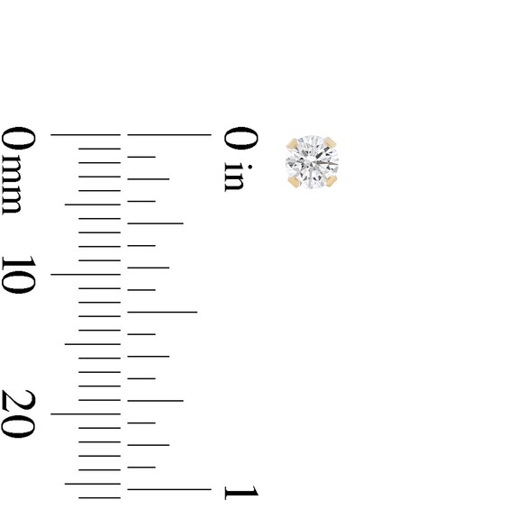 4mm Cubic Zirconia Solitaire Stud Piercing Earrings in 14K Solid Gold