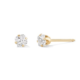 4mm Princess-Cut Cubic Zirconia Solitaire Stud Piercing Earrings in 14K Solid Gold