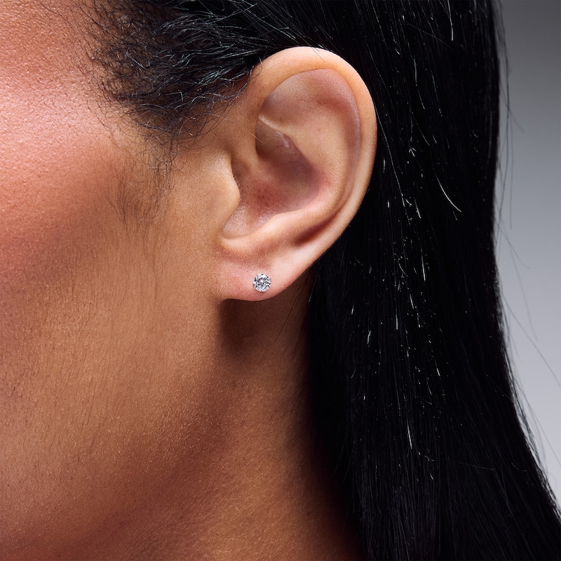 Main Image 2 of 4mm Cubic Zirconia Solitaire Stud Piercing Earrings in 14K Solid White Gold