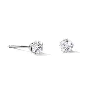 3mm Princess-Cut Cubic Zirconia Solitaire Stud Piercing Earrings in Solid Stainless Steel