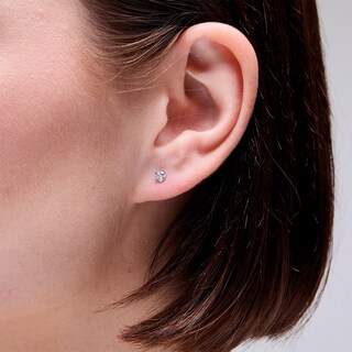3mm Princess-Cut Cubic Zirconia Solitaire Stud Piercing Earrings in Solid Stainless Steel
