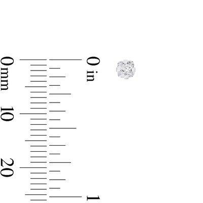 3mm Princess-Cut Cubic Zirconia Solitaire Stud Piercing Earrings in Solid Stainless Steel