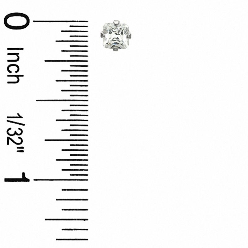 4mm Princess-Cut Cubic Zirconia Solitaire Stud Piercing Earrings in 14K Solid White Gold