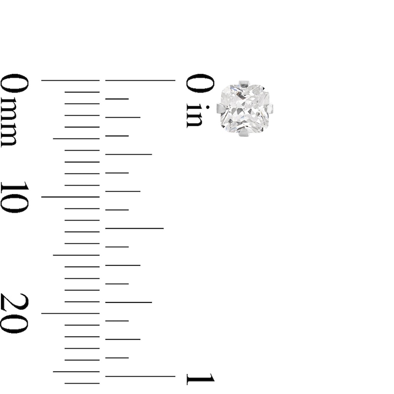 Main Image 3 of 4mm Princess-Cut Cubic Zirconia Solitaire Stud Piercing Earrings in 14K Solid White Gold