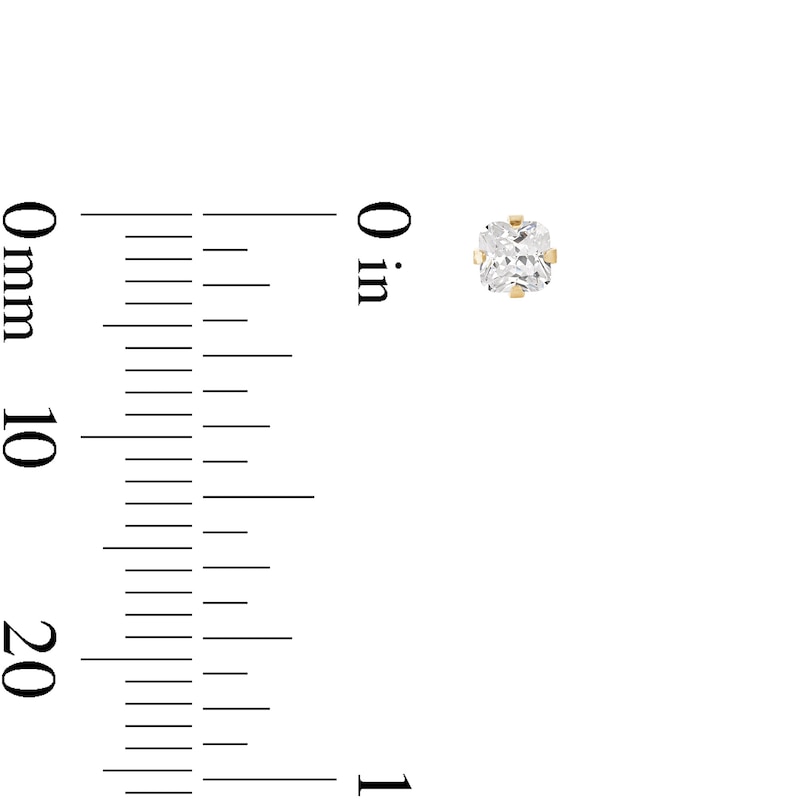 Main Image 3 of 3mm Princess-Cut Cubic Zirconia Solitaire Stud Piercing Earrings in 14K Solid Gold