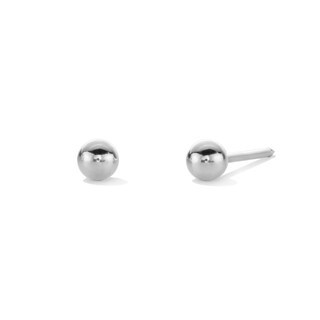 3mm Ball Stud Piercing Earrings in 14K Solid White Gold