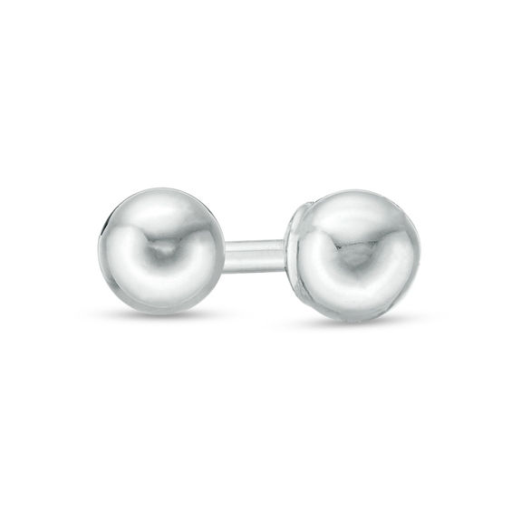 3mm Ball Stud Piercing Earrings in 14K Solid White Gold
