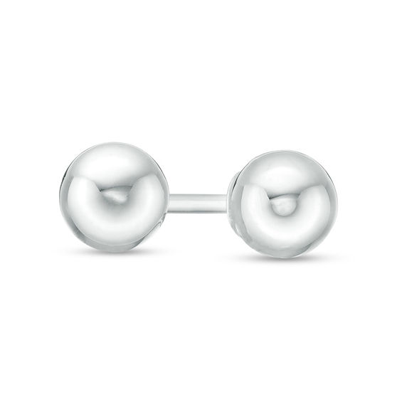 4mm Ball Stud Piercing Earrings in 14K Solid White Gold