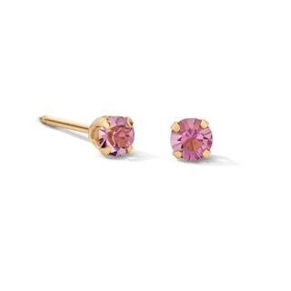 3mm Crystal Solitaire Stud Piercing Earrings in 14K Solid Gold
