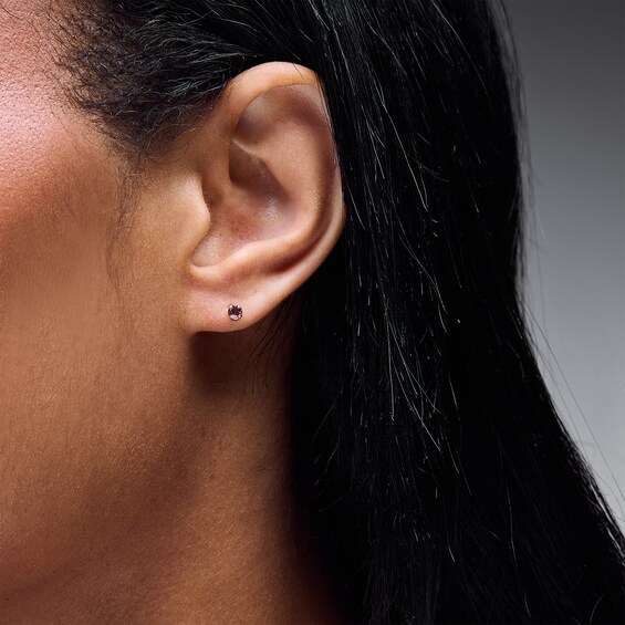 3mm Crystal Solitaire Stud Piercing Earrings in 14K Solid Gold
