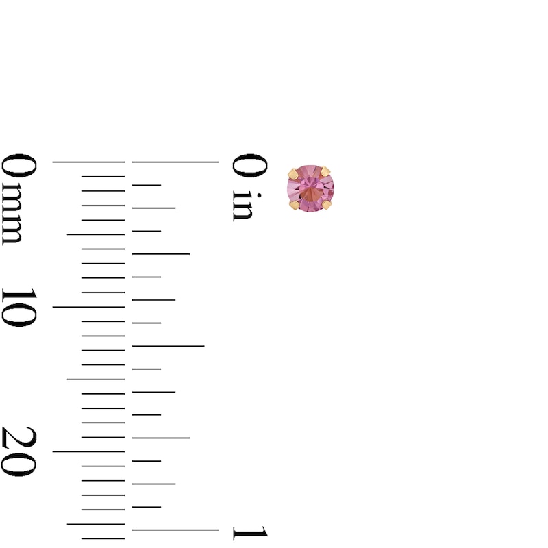 Main Image 3 of 3mm Purple Crystal Solitaire Stud Piercing Earrings in 14K Solid Gold