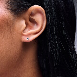 3mm Light Crystal Solitaire Stud Piercing Earrings in 14K Solid Gold
