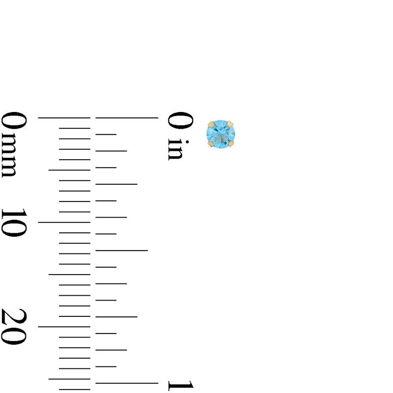 Main Image 3 of 3mm Light Blue Crystal Solitaire Stud Piercing Earrings in 14K Solid Gold