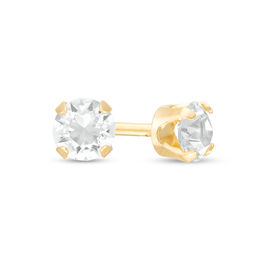 3mm White Crystal Solitaire Stud Piercing Earrings in 14K Solid Gold