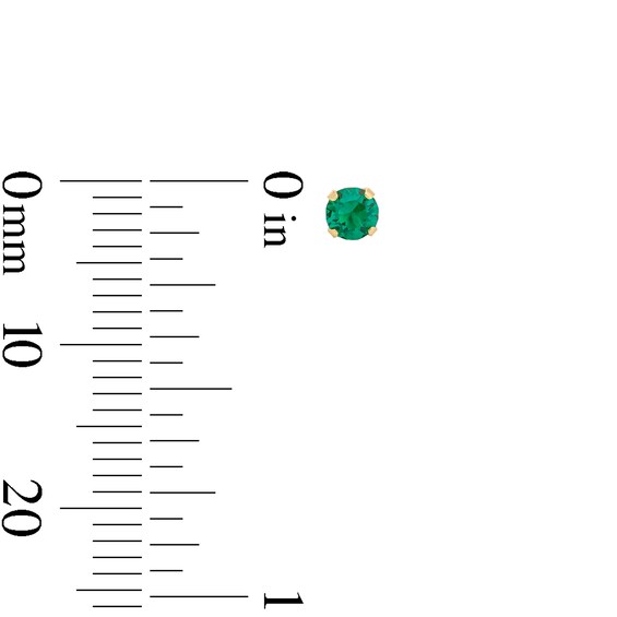 3mm Green Crystal Solitaire Stud Piercing Earrings in 14K Solid Gold